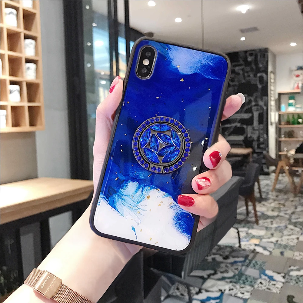 blue2 Для samsung Galaxy A80 A90 A70 A60 A50 A50S A30S A40 A30 A20 A10 M40 M10 с модным узором Мягкая подставка со стразами гелевый Чехол для телефона чехол - Цвет: blue2