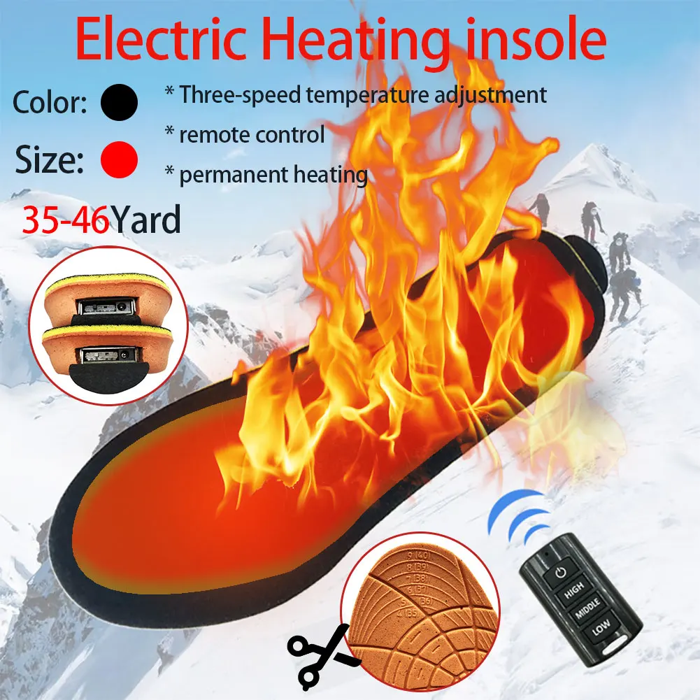 

Winter Outdoor Rechargeable Heating Insoles Remote Control Thermostat Three-speed Control Foot Warming Heating Insoles