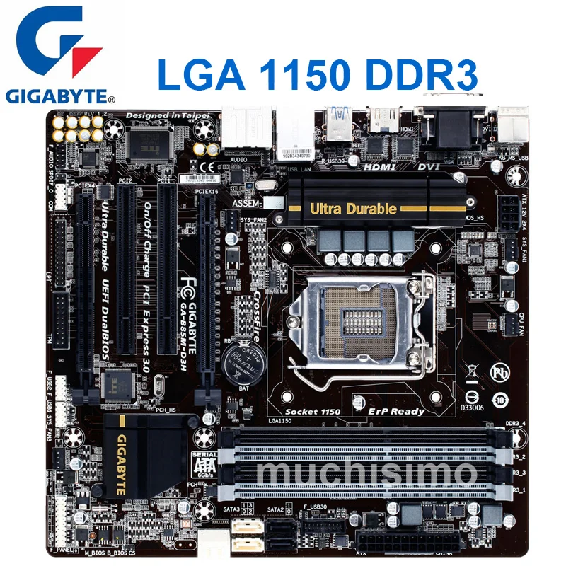 Оригинальная десктопная Материнская плата Gigabyte GA B85M D3H B85 LGA 1150 Core i7/i5/i3/Pentium/Celeron DDR3