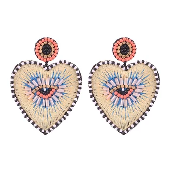 

Sehuoran Bohemian Oorbellen Multicolor Heart Dangle Earrings For Women Trendy Beads Statement Earrings Wedding Fashion Jewelry