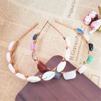 

Colorful Stones Shell Conch Hairbands Hair Circle Hair Ornaments Headdress Fashion Beach Vacation Hair Ring Styling Accessories
