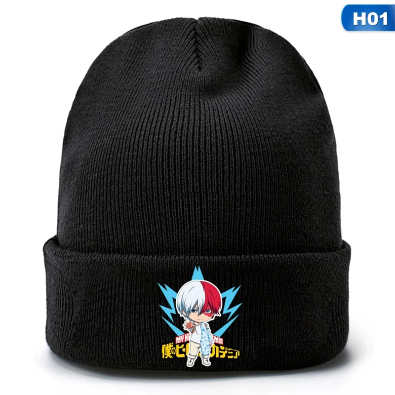 1 Аниме Мой герой Academy осень зима уличная теплая вязаная шапка Skullies Beanie cap Косплей - Цвет: 1