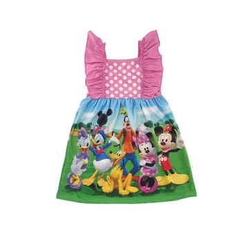 

wholesale flutter sleeves fashionable fancy cartoon dress for little girls