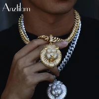 Super High Quality Lion Iced Out  Pendant Necklaces For Men Women Full Zircon Stone With Bling Cuban Chain Hip Hip Jewelry 1