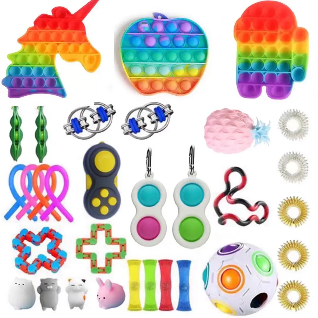 Juguetes antiestrés para adultos y niños, paquete de regalo, Cuerdas elásticas, alivio del estrés