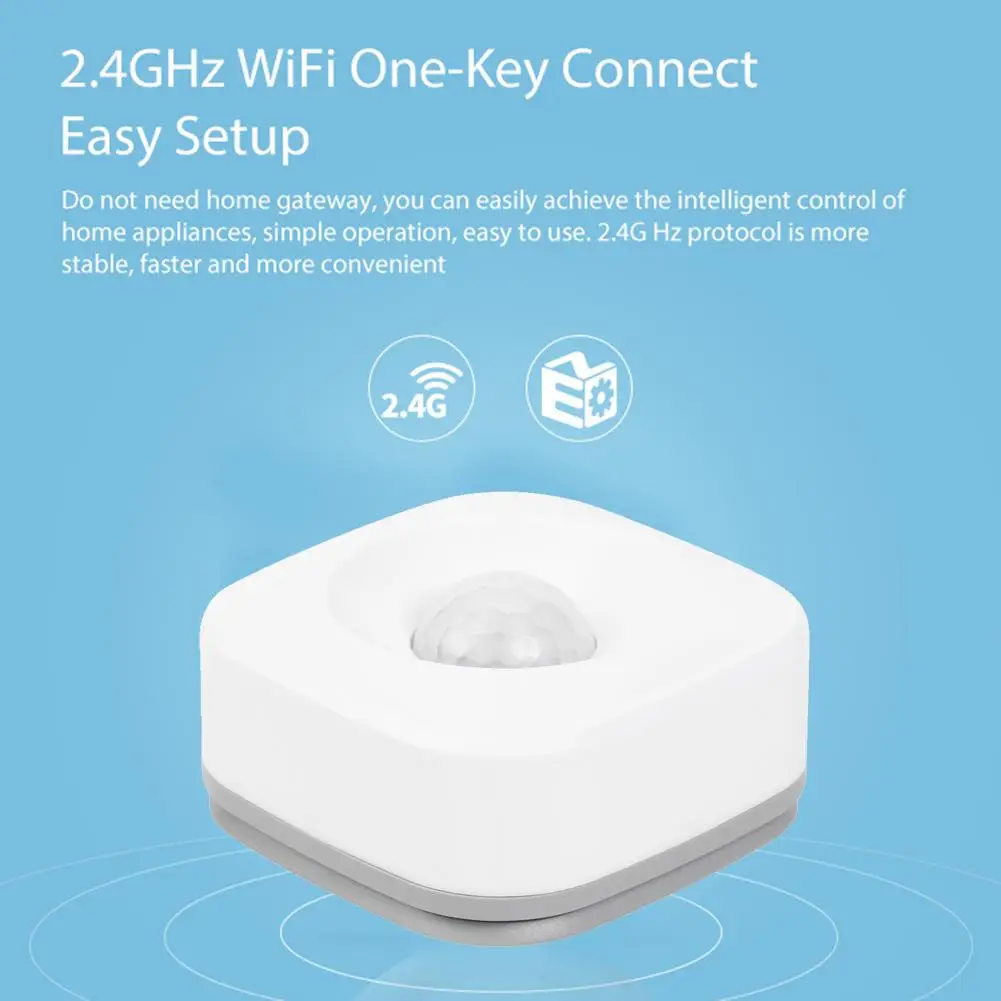 Detector de Sensor de movimiento PIR WIFI inalámbrico inteligente, sistema de alarma de casa para Tuya IFTTT, distancia efectiva 45m inteligente, color blanco