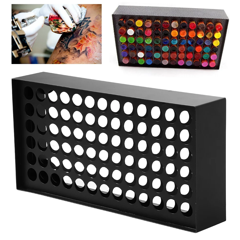 78 Holes Eco Friendly Iron Wall-Mounted Pigment Rack Tattoo Ink Display Holders Makeup Pigment Organizer Tattoo Shop Accessories tattoo ink display stand holder pc cosmetic tattoo ink bottle holder 50 holes tattoo ink organizer storage box rack