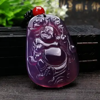 

Boutique natural new emperor purple jade myelin laugh Buddha pendant Anau Miller Buddha brand women's pendant noble gift