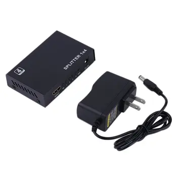 

Black Full HD 1X4 4 Port Female To Female Hub Repeater v1.3 3D 1080p Amplifier HDMI Splitter Box US Plug Adapter