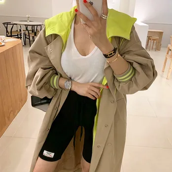 

2020 Spring Autumn New Hooded Trench Coat Korean Plus Size Khaki Long Coat Female Trenchcoat Overcoat Hot Sell Fall Clothes