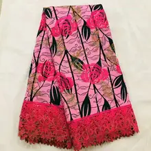 Цена африканская восковая печать для платья хлопок французская кружевная ткань высокое качество вышивка восковая кружевная ткань! O-4627