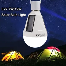 

Rechargeable LED Light Bulb E27 LED Solar Light 7W 12W 85V-265V Outdoor Emergency Solar Light Bulb Camping Hiking Fishing Light
