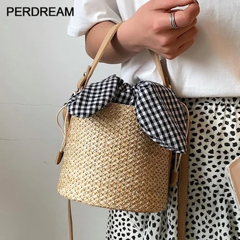

Summer straw bucket bag Southeast Asian female bag woven beach small bag shoulder shoulder female handbag tide