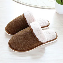 Coslony/зимние мужские меховые тапочки; бархатная замшевая домашняя обувь на плоской подошве для мужчин; нескользящие теплые домашние тапочки; мужские войлочные тапочки