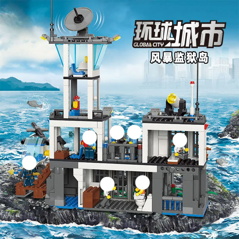 1016PCS DIY Creative Storm Prison Island Building Block Model Small Particles Children's Favorite Assembly Birthday Toy Gift | Игрушки и