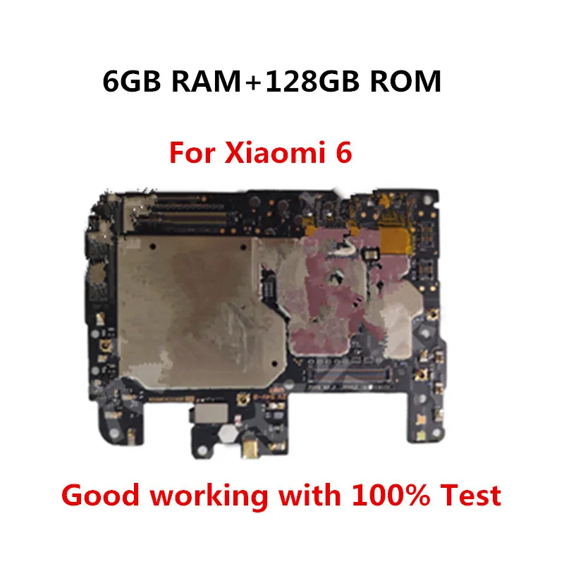 

128GB Unlocked Electronic Panel Board Mainboard Motherboard Unlocked With Chips Circuits Flex Cable For Xiaomi 6 Mi 6 Mi6 M6 6GB
