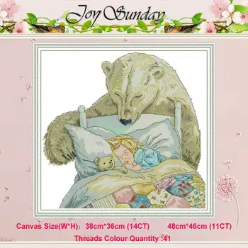 

bear and little girl animals counted11CT 14CT Cross Stitch Sets DIY Chinese Cross-stitch Kits Embroidery Needlework home decor
