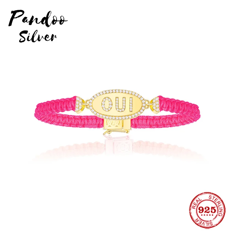 Модная подвеска Стерлинговое Серебро копия 1:1, желтый серебряный Oui черный браслет макраме для женщин Monaco Роскошные ювелирные изделия подарок