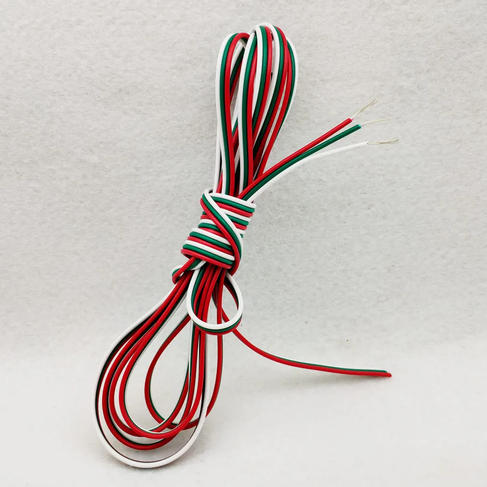 3Pin 20 м 22AWG светодиодный кабель Американская классификация проводов 2р 3P 4 5 Луженая Медь Электрический провод с ПВХ изоляцией, RGB/RGBW для 5050 5730 8520 светильник Stirp Питание - Цвет: 3Pin
