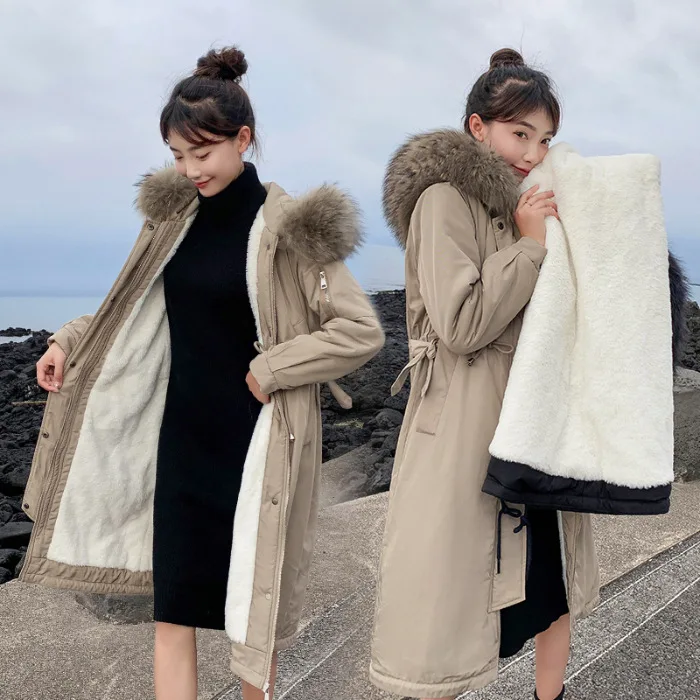 

2019 Autumn And Winter New Style Women's Korean-style Long over-the-Knee Loose-Fit BF Waist Hugging Slimming Cotton Coat