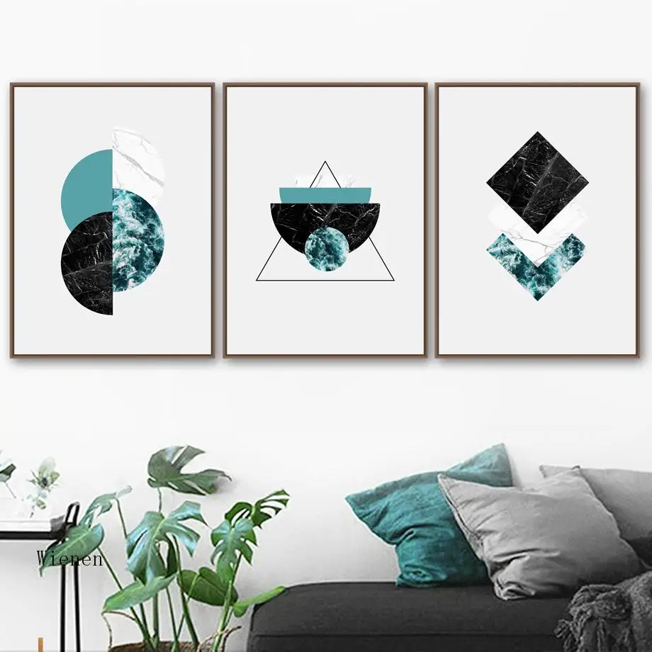

Nordic Style Marble Geometric Wall Art Canvas Painting Posters and Prints Art Canvas Prints Wall Pictures for Living Room Decor