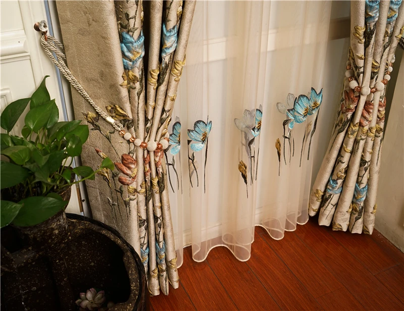 Europe luxury royal elegant 4D embossed jacquard blackout curtains for bedroom windows embroidered Voile Curtain for Living Room