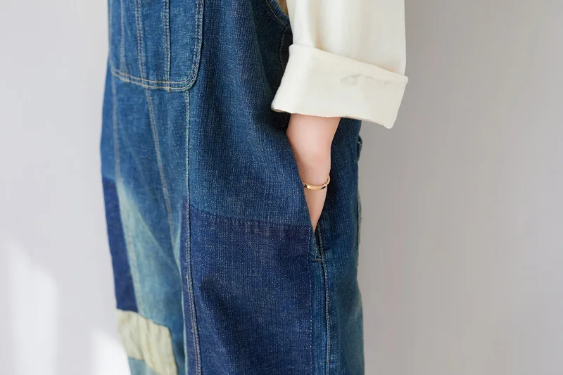 Повседневное потертые джинсовые комбинезоны штаны в европейском и Стиль мешковатые ковбойский комбинезон плюс Размеры Комбинезон Для женщин подтяжки широкие брюки джинсы