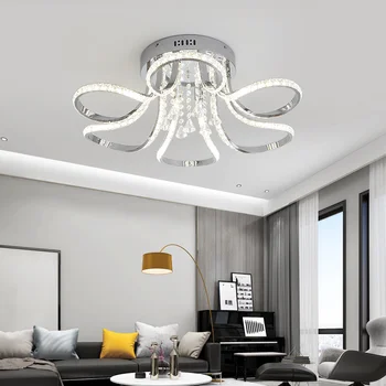 

Chrome Plating Modern Led Chandelier Crystals for Living Room Bedroom Kitchen Led Ceiling Chandeliers Suspension Luminaire AC