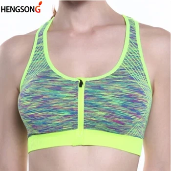 

Fashion bra Fitness Vest Women Zipper Push Up Bras Padded Wirefree Shockproof Underwear Female