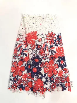 

2019 Latest design african guipure lace fabric with colorful beads high quality nigerian cord lace fabric for wedding R16622