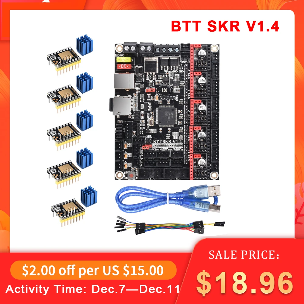 

BIGTREETECH BTT SKR V1.4 SKR V1.4 Turbo 32Bit Board TMC2208 TMC2209UART Motor Driver Upgrade SKR V1.3 MINI E3 3d Printer Parts