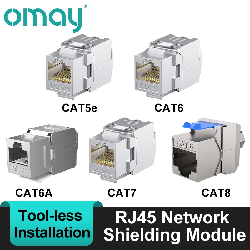 RJ45 CAT8 Tool-Less STP Shielded Keystone Jack Module,Self-Locking Cat7 CAT6A CAT6 CAT5E Zinc Alloy Network Coupler Adapter