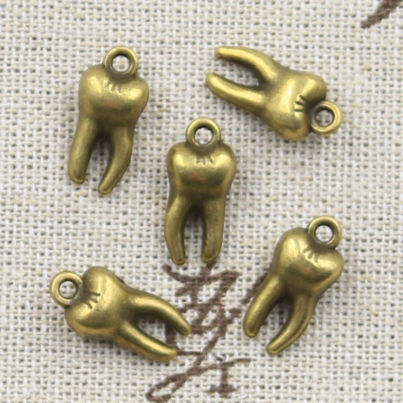 20pcs Charms 3D Zombie Tooth Teeth Molar 16x8x5mm Antique Bronze Silver Color Pendants Making Findings Handmade Tibetan Jewelry