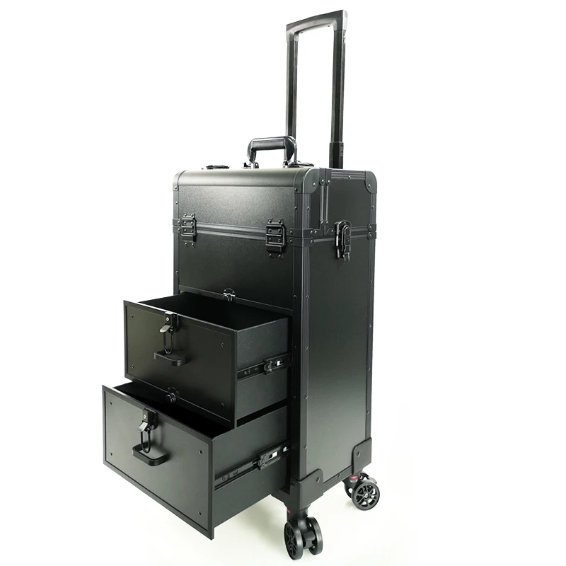 Professional trolley cosmetic luggage large-capacity follow-up makeup nail tattoo hairdressing beauty multi-layer toolbox rolling luggage trolley folding luggage trolley
