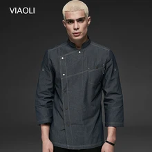 Best Price new Denim Fabric Chef Jackets restaurant uniforms shirts long sleeves restaurant uniform chef clothes hotel uniform chef coat Best Price new Denim Fabric Chef Jackets restaurant uniforms shirts long sleeves restaurant uniform chef clothes hotel uniform chef coat