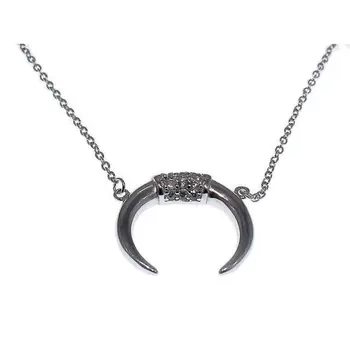 

Silver choker with inverted moon pendant with zirconia