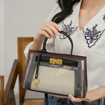 

Color Matching hit Shoulder Bag Leather Handbag for Women Luxury Crossbody Fashion Ladies Capacity Bags Designer High Quality