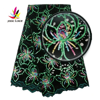 

2019 New Design African Velvet Lace Fabric With Sequins Hot High Quality Nigerian Tulle Lace Fabric For Women Dress AMY2866B