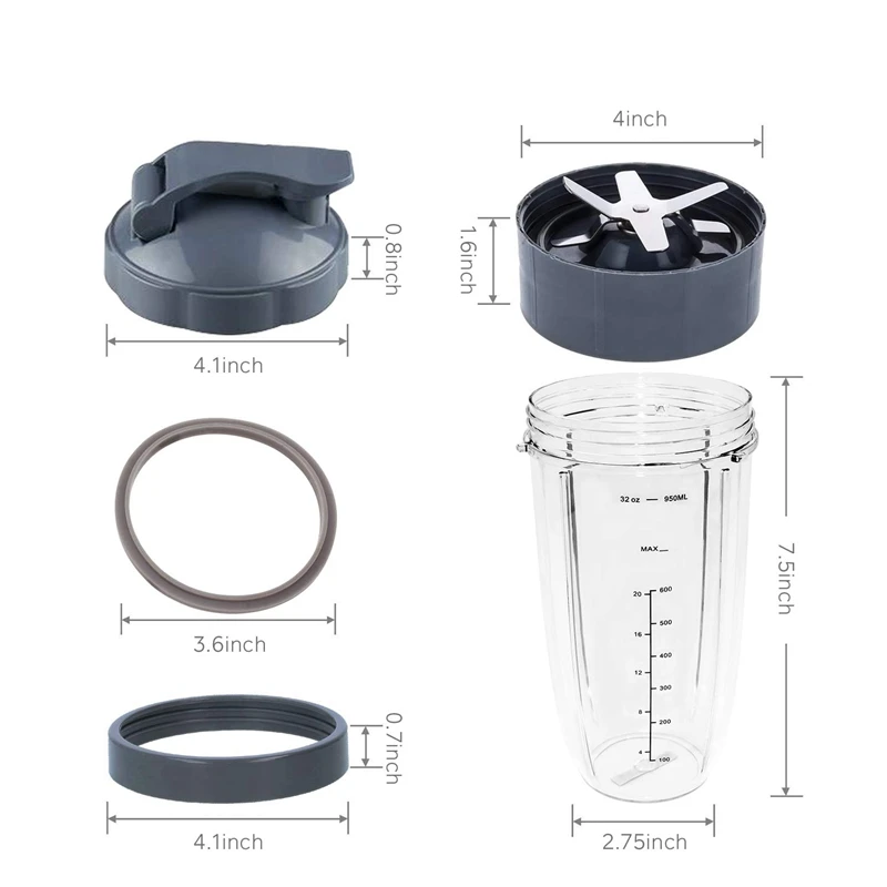 Для Nutribullet чашки и замена лезвия для Nutribullet 32 унции чашки с откидной крышкой и винтовым кольцом для губ и премиум Ex
