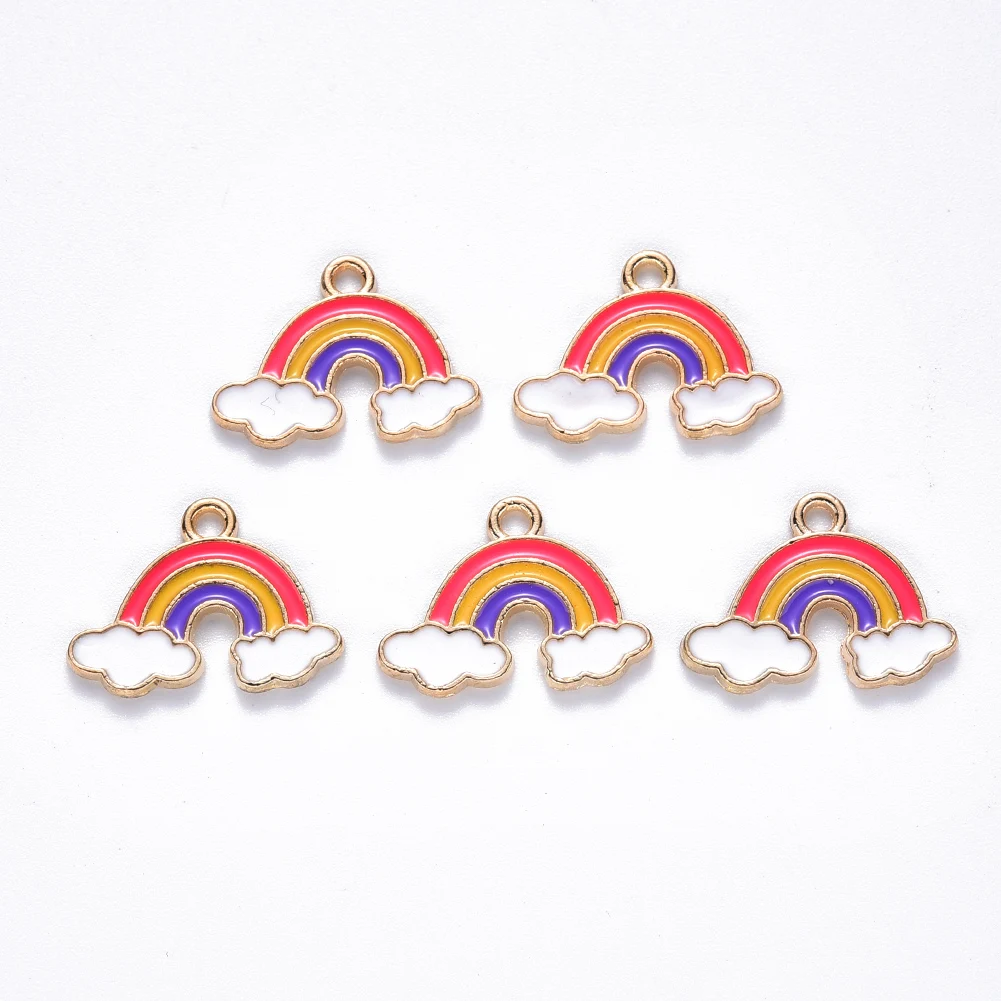 100Pcs Rainbow Alloy Enamel Pendants Charms For Jewelry Making DIY Earrings Nekclace Bracelet Accessories 14x18.5x1.5mm