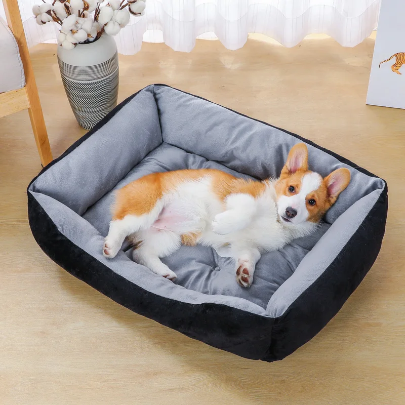 Bone Pet Bed Warm linen For Small Medium Large Dog Soft Pet Bed For Dogs Washable House For Cat Puppy Cotton Kennel Wash Pet bed