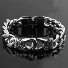 Модное серебряное кольцо Одежда высшего качества Нержавеющая сталь Шарм, мужской браслет Винтаж Тотем Для мужчин s Браслеты Прохладный Мужской чехол для телефона на руку