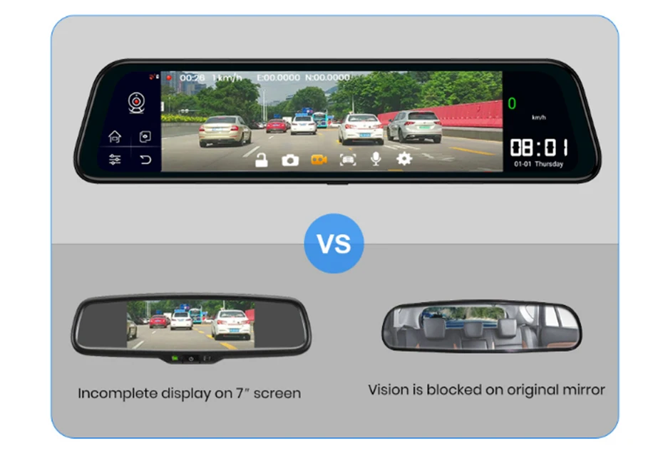 12 дюймов Android 8,1 Автомобильные видеорегистраторы Камера gps Bluetooth навигация FHD зеркало Регистраторы совместим с большим количеством приложения 4G, Wi-Fi, ADAS Dash cam