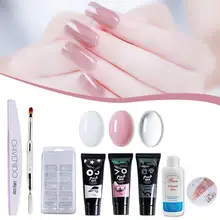 8 шт полигель набор для ногтей быстрое расширение гель Наборы для ногтей французский лак чистые цвета кончики для ногтей кристалл УФ гель ломтик кисти для ногтей