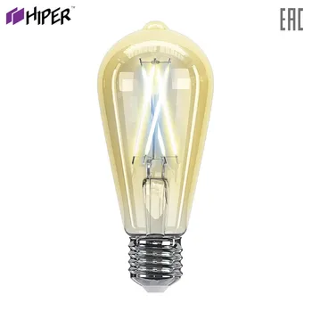 

LED Bulbs & Tubes Hiper HI-ST64FIV Lights Lighting LED smart light bulb Tube warm-cold white light amber coating Wi-Fi IoT ST64 Filament Vintage