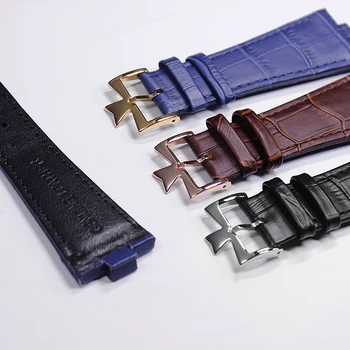 

cowhide watchband for VC 47660/000G-9829 convex mouth 8*25mm blue black brown watch strap with pin buckle for men watches