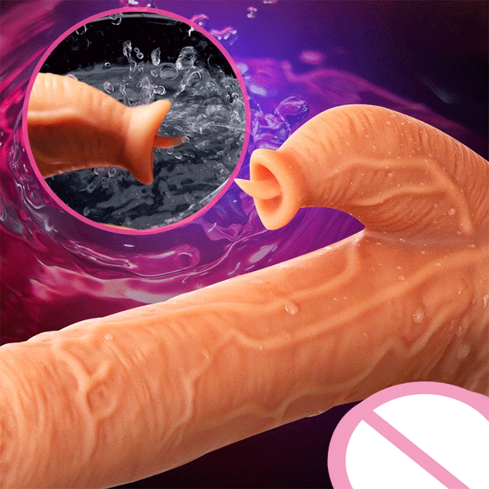 New Automatic Telescopic Dildo For Women Realistic Skin Dildo Female Dildo Penis Vibrator Rabbit G Spot Vibrating Tongue Sex Toy