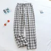 Women s Pajamas Pants Cotton Gauze Couples Home Pants Lounge Wear Loose Printed Sleep Bottoms Femme