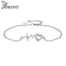 Настоящее 925 пробы серебро биение сердца браслет с подвесками Регулируемая цепочка свадебный браслет для женщин модное ювелирное изделие подарок