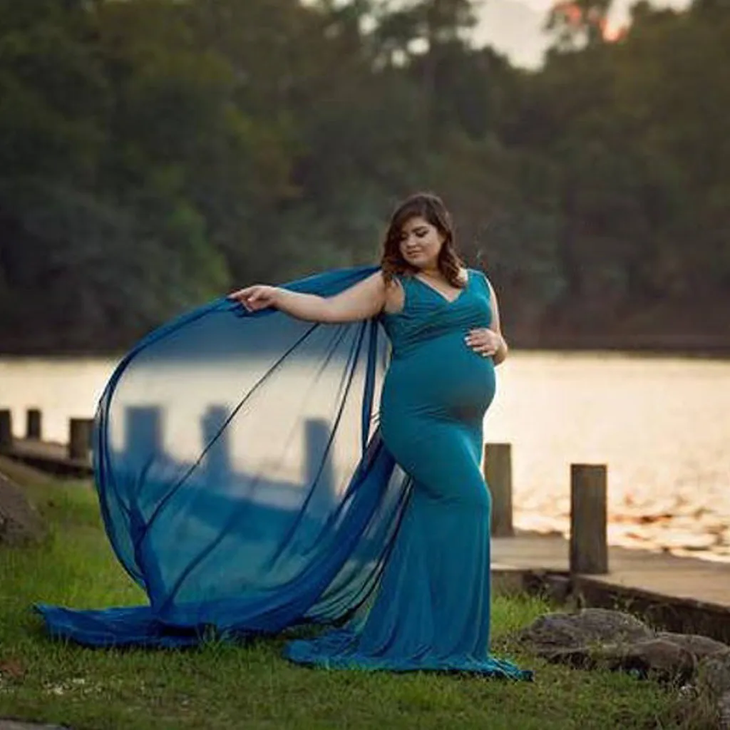 Платья Одежда для беременных женщин Pregnants реквизит для фотосъемки Без Рукавов Для Мытья Полов платье для беременных Прямая